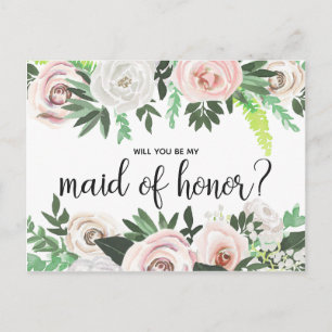 Aquarelle Floral Serez-Vous Ma Carte D'Honneur Mai