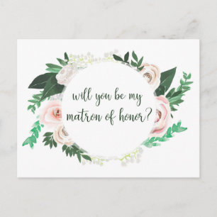 Aquarelle Floral Serez-Vous Ma Carte D'Honneur Mat