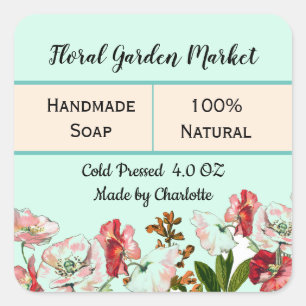 Aquarelle Floral Soap produit maison Étiquette