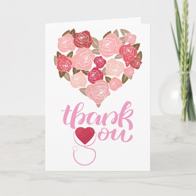Aquarelle Floral Stethoscope Infirmière Merci (Devant)