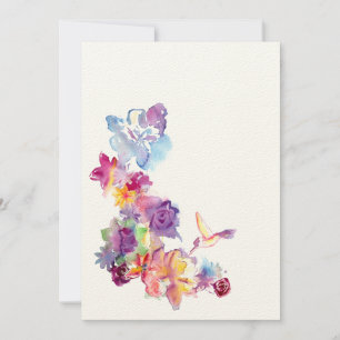 Aquarelle florale avec une invitation de colibri