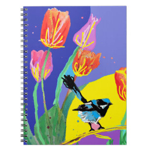 Aquarelle florale bleu Wrens Carnet d'oiseaux