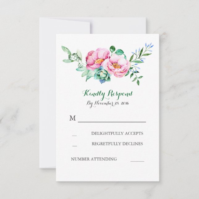 aquarelle florale bouquet mariage rsvp (Devant)
