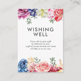 Aquarelle florale brillante | Carte Wishing Well