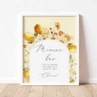 Aquarelle florale citron Mimosa bar Poster