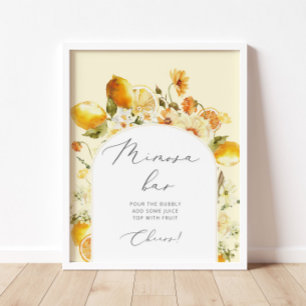 Aquarelle florale citron Mimosa bar Poster