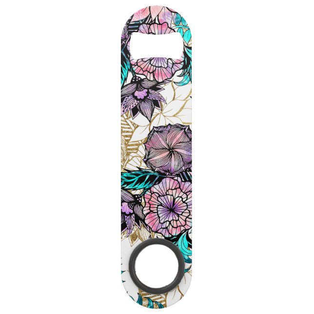 Aquarelle florale d'illustrations d'or rose Girly (Devant)