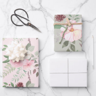 Aquarelle Florale Feuilles papier d'enveloppement 