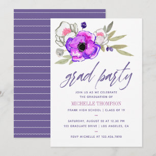 Aquarelle florale Graduation Party Invitation