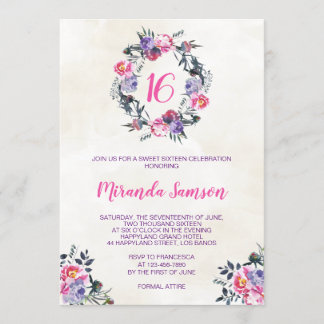 Aquarelle Florale Invitation d'anniversaire