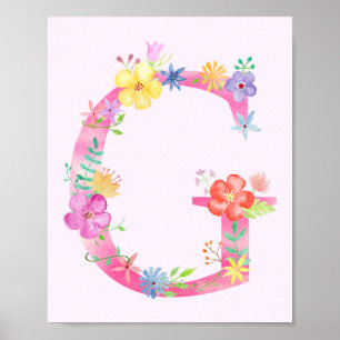 Aquarelle Florale Lettre G Poster
