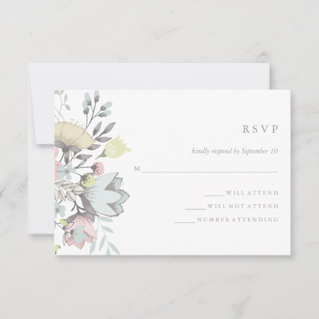 Aquarelle Florale Mariage botanique RSVP (Devant)