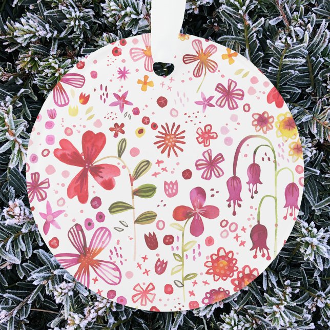 Aquarelle florale moderne (Watercolor wildflower art ornament)