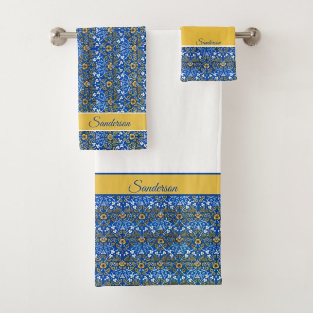 Aquarelle florale Monogramme jaune bleu (En situation)