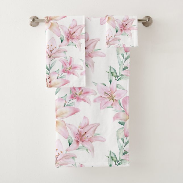 Aquarelle Florale Pink Lys Blanc (En situation)