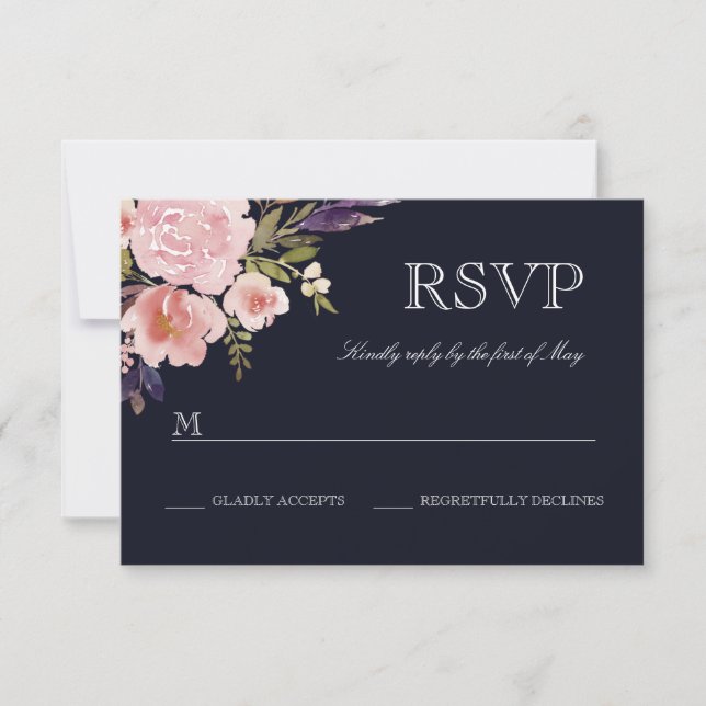 Aquarelle florale pivoines Marine rose RSVP (Devant)