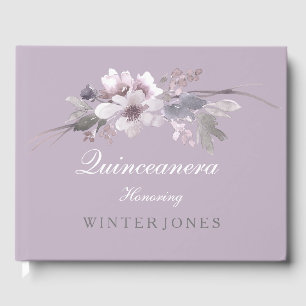 Aquarelle florale pourpre Quinceanera Livre d'or