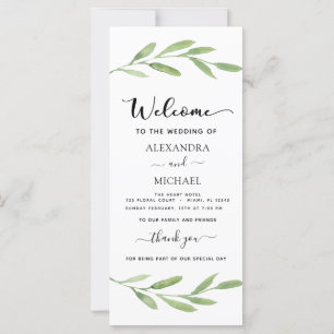 Aquarelle florale Programme de mariage lettres à l