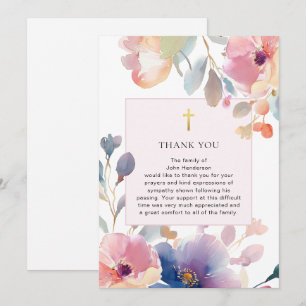 Aquarelle Florale Religieux Carte de remerciements