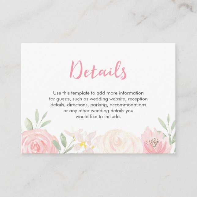 Aquarelle florale rose pâle | Carte Wishing Well (Devant)
