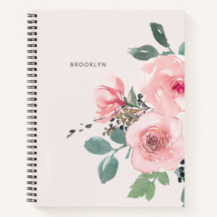Aquarelle florale rose pâle Joli Carnet