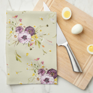 Aquarelle Florale Serviette de cuisine