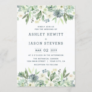Aquarelle Florale Succulent Mariages Invitations