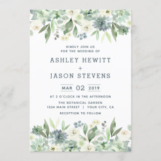 Aquarelle Florale Succulent Mariages Invitations