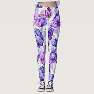 Aquarelle florale Tulip Leggings femmes