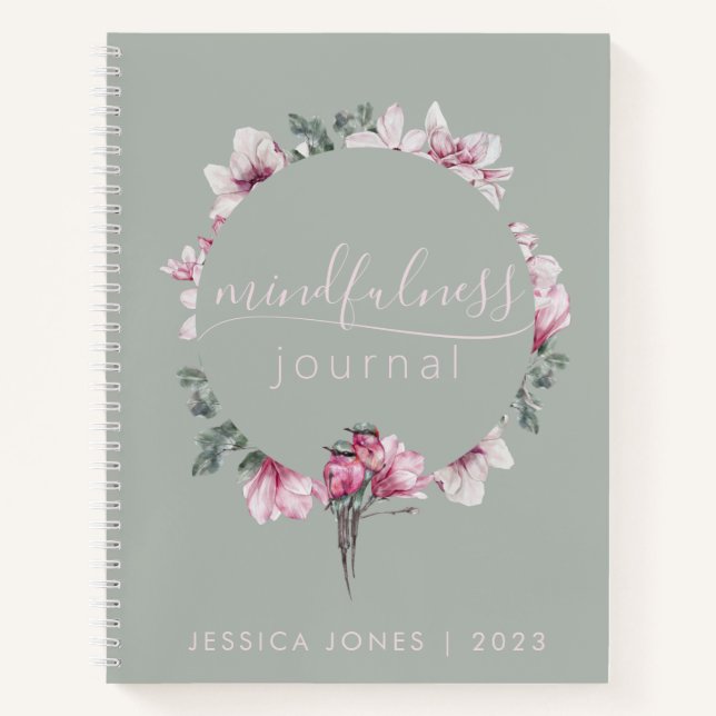 Aquarelle florale vert Sage Journal de pleine cons (Devant)