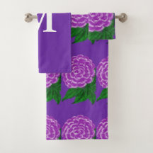 Aquarelle florale violet de monogramme blanc
