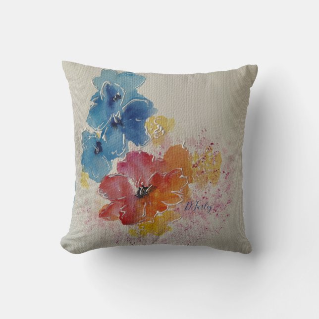 Aquarelle Florales Lève Oreiller (Recto)