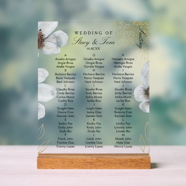 Aquarelle Florals Or Blanc Mariage Siège (Neutre)