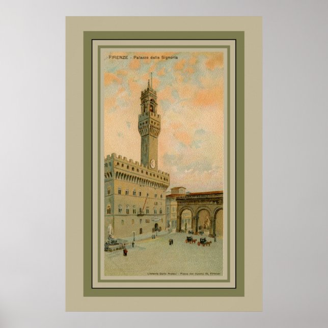 Aquarelle Florenz Palazzo Vecchio Poster (Vorne)