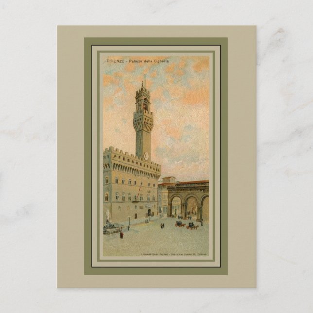 Aquarelle Florenz Palazzo Vecchio Postkarte (Vorderseite)