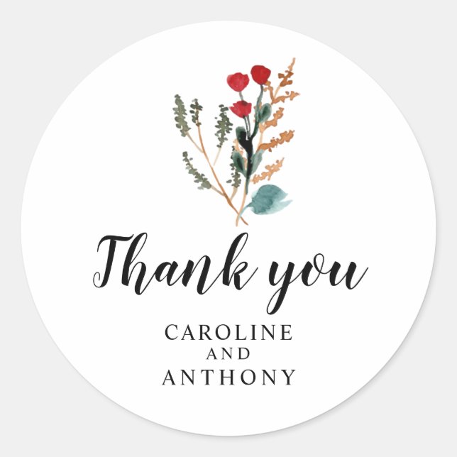 Aquarelle Flower Simple Classic Round Sticker (Devant)