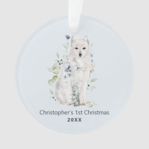 Aquarelle Fox bleu ornement personnalisé