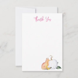 Aquarelle Fox et Carte de remerciements Citrouille