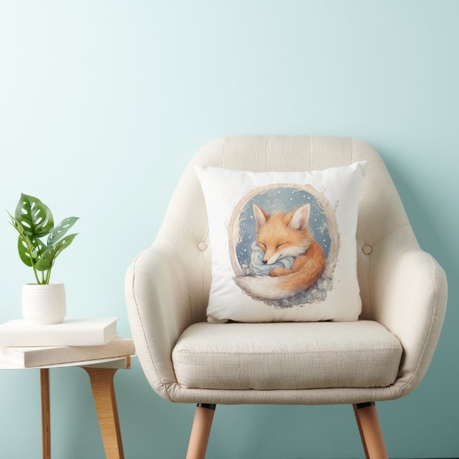 Aquarelle Fox Pewter Blue Thlow Oreiller (Chaise)