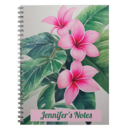 Aquarelle Frangipani rose Carnet personnalisé