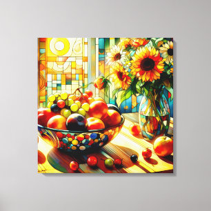 Aquarelle Fruits et Fleurs Toile Art