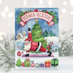 Aquarelle Funny Yoga Carte de Noël