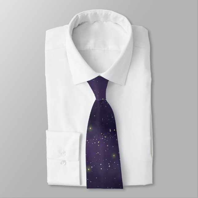 Aquarelle Galaxy Universe Cravate violet foncé (Attaché)
