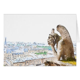 Aquarelle Gargoyle de Notre-Dame