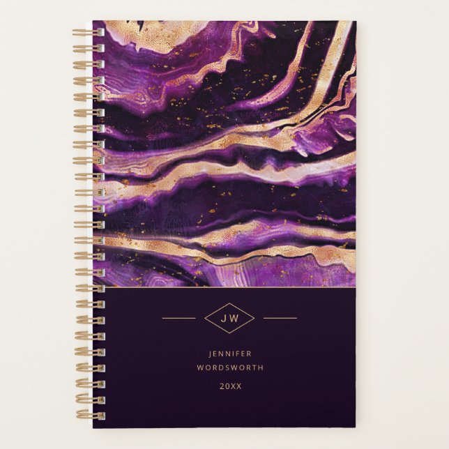 Aquarelle Géode Purple Rose Or Agate Abstrait (Devant)