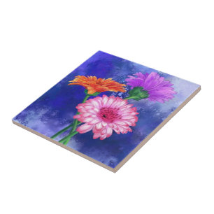 Aquarelle Gerberas Carreaux en céramique