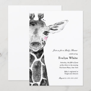 Aquarelle Giraffe invitation Baby shower