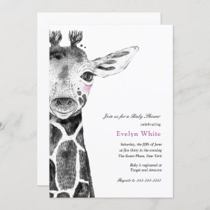 Aquarelle Giraffe   invitation Baby shower