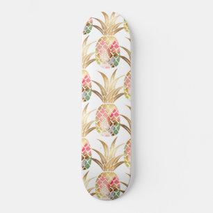 Aquarelle Gold Pineappy Motif Skateboard