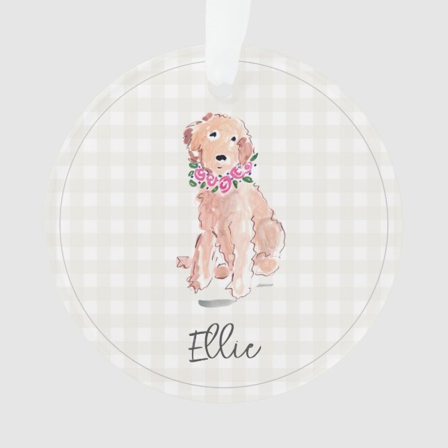 Aquarelle Golden Doodle Chien Fleurs NOM (devant)
